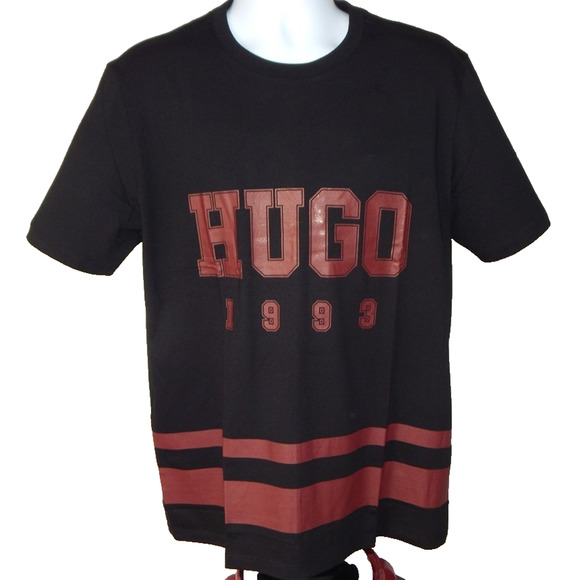 HUGO by Hugo Boss Derosi Logo Graphic Crew Neck Black T Shirt Men’s LARGE NWT - Picture 2 of 6